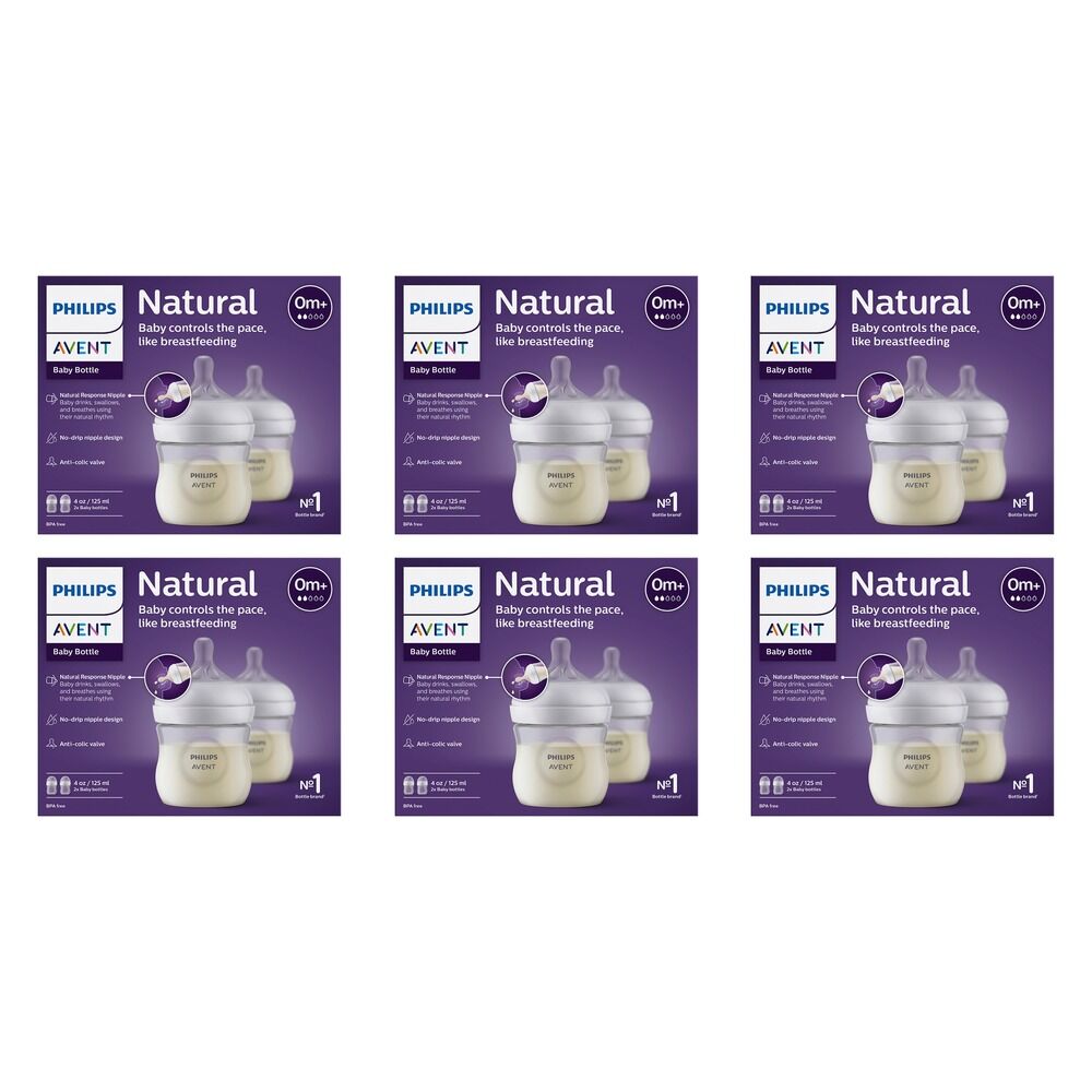 Philips Avent Natural Response 125mL Baby Bottle 2 Pack Bundle of 6