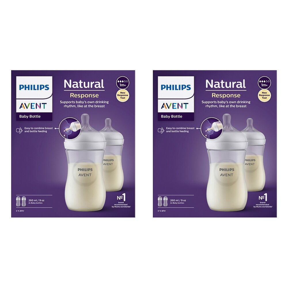 Philips Avent Natural Response 260mL Baby Bottle 2 Pack Bundle of 2
