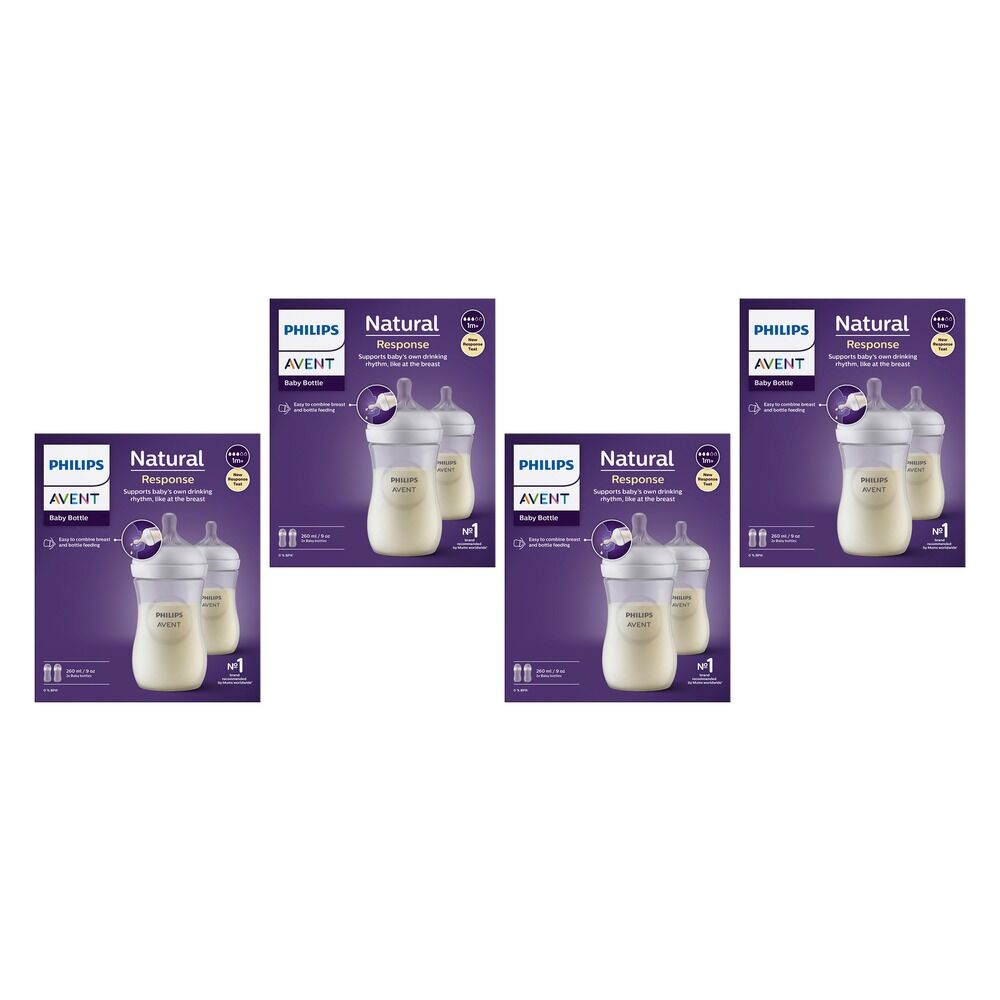 Philips Avent Natural Response 260mL Baby Bottle 2 Pack Bundle of 4