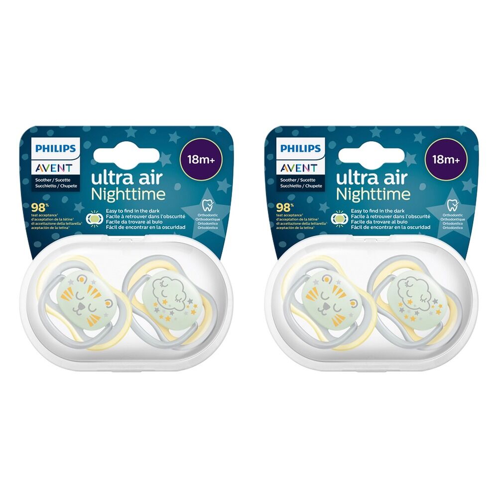 Philips Avent Ultra Air Nighttime Soother 18 Months+ 2 Pack Bundle of 2