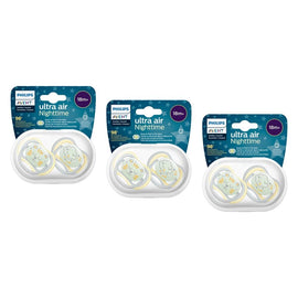 Philips Avent Ultra Air Nighttime Soother 18 Months+ 2 Pack Bundle of 3