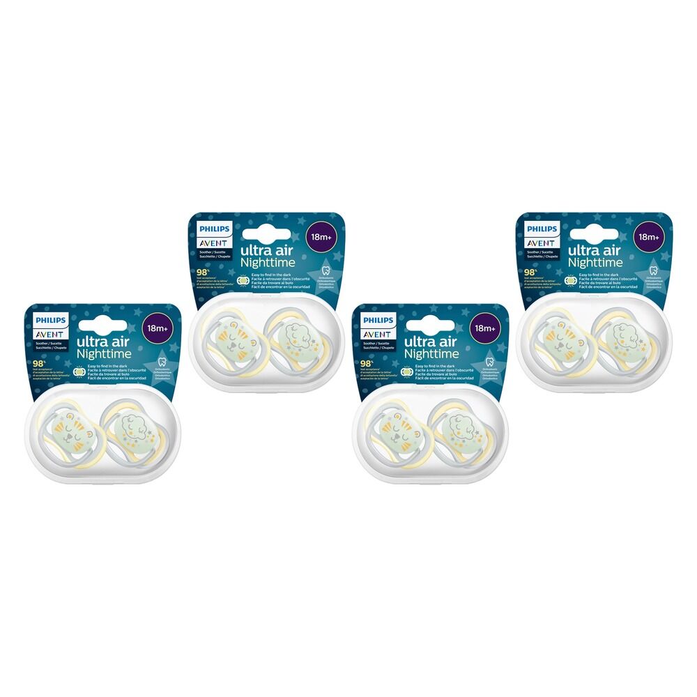 Philips Avent Ultra Air Nighttime Soother 18 Months+ 2 Pack Bundle of 4