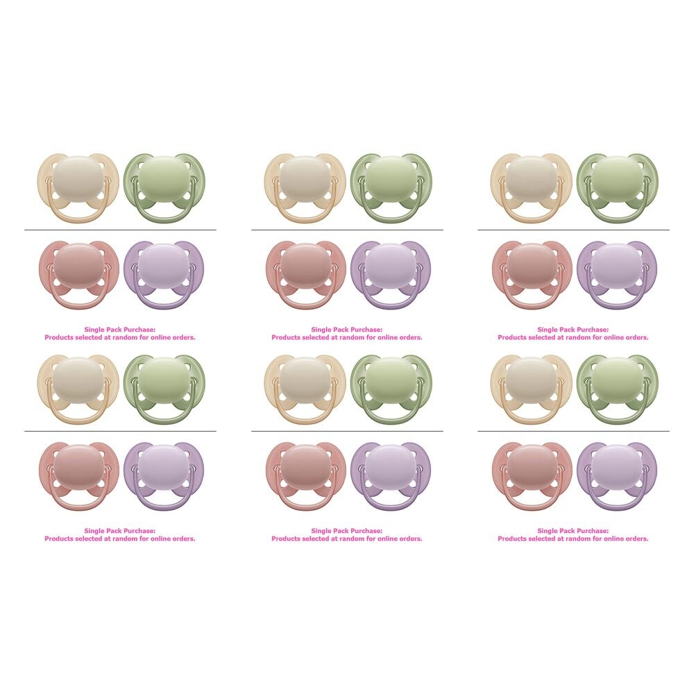 Philips Avent Ultra Soft Soother Plain 0-6 Months 2 Pack Bundle of 6