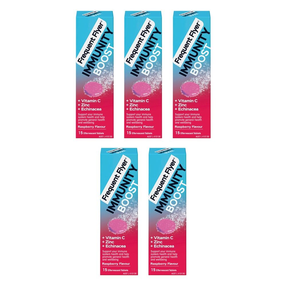 Frequent Flyer Immunity Boost Raspberry 15 Tablets Pack of 5