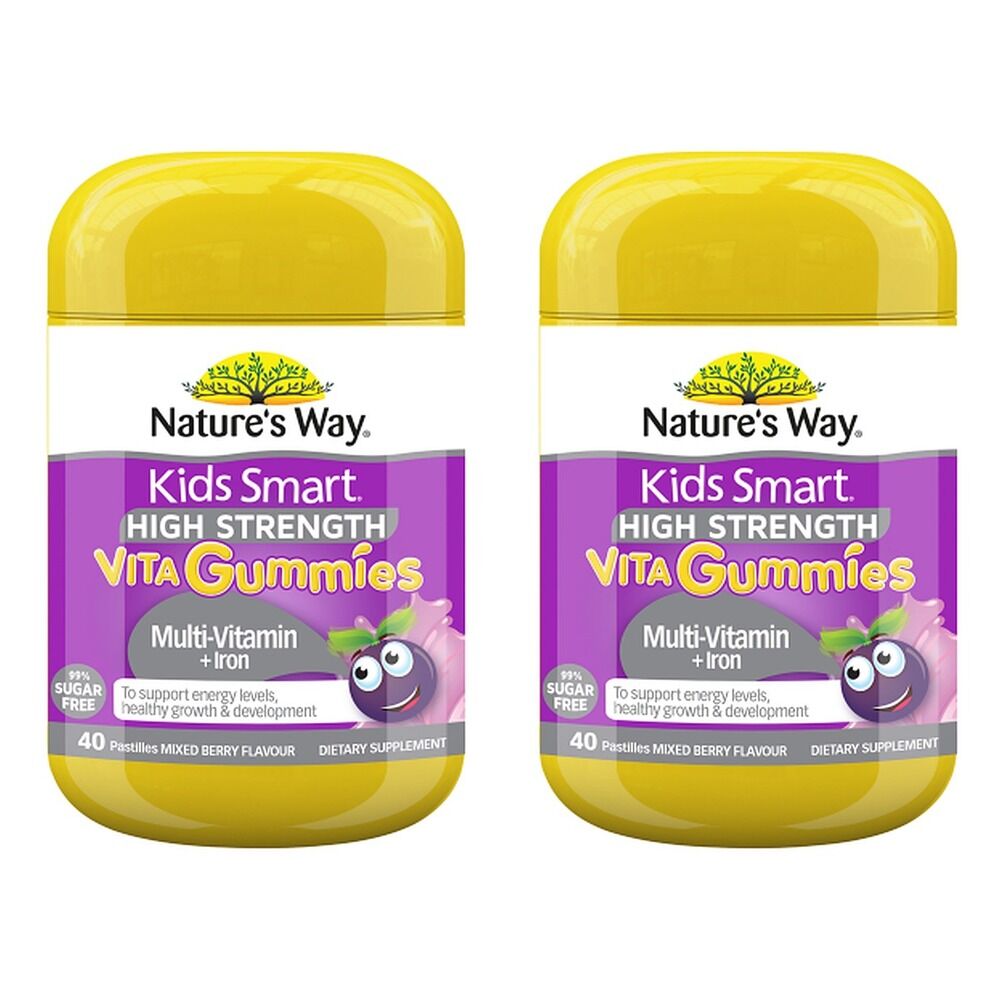 Nature's Way Kids Smart Vita Gummies Multi-Vitamin + Iron 40 Pastilles Pack of 2