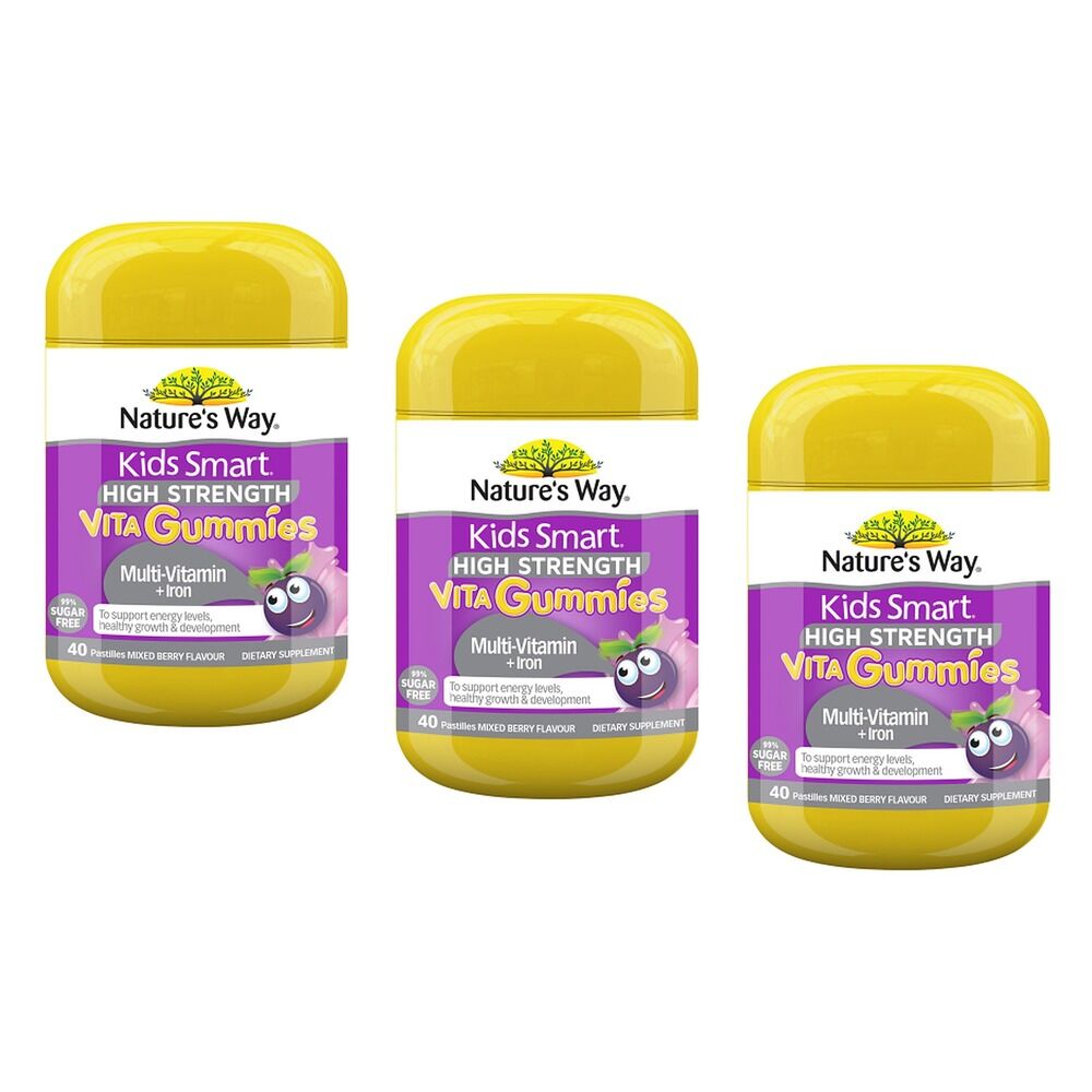Nature's Way Kids Smart Vita Gummies Multi-Vitamin + Iron 40 Pastilles Pack of 3
