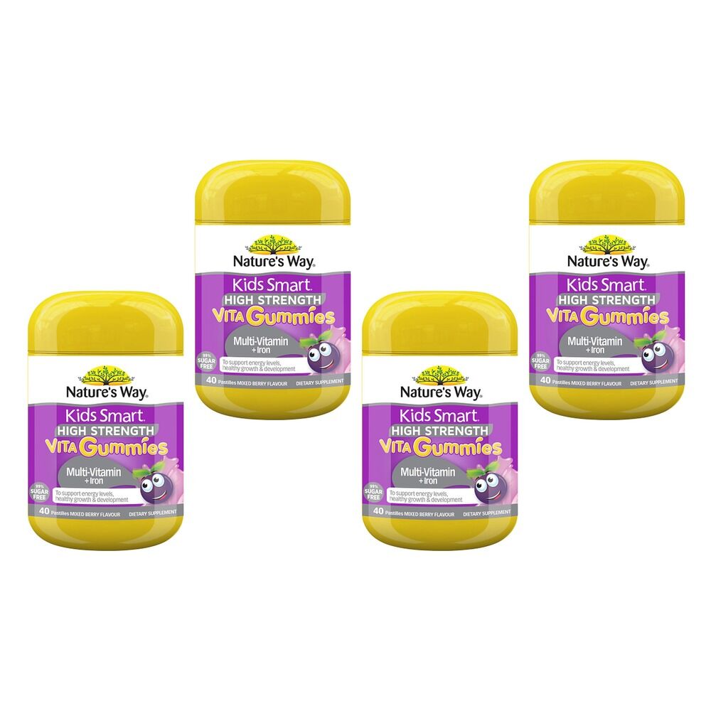 Nature's Way Kids Smart Vita Gummies Multi-Vitamin + Iron 40 Pastilles Pack of 4