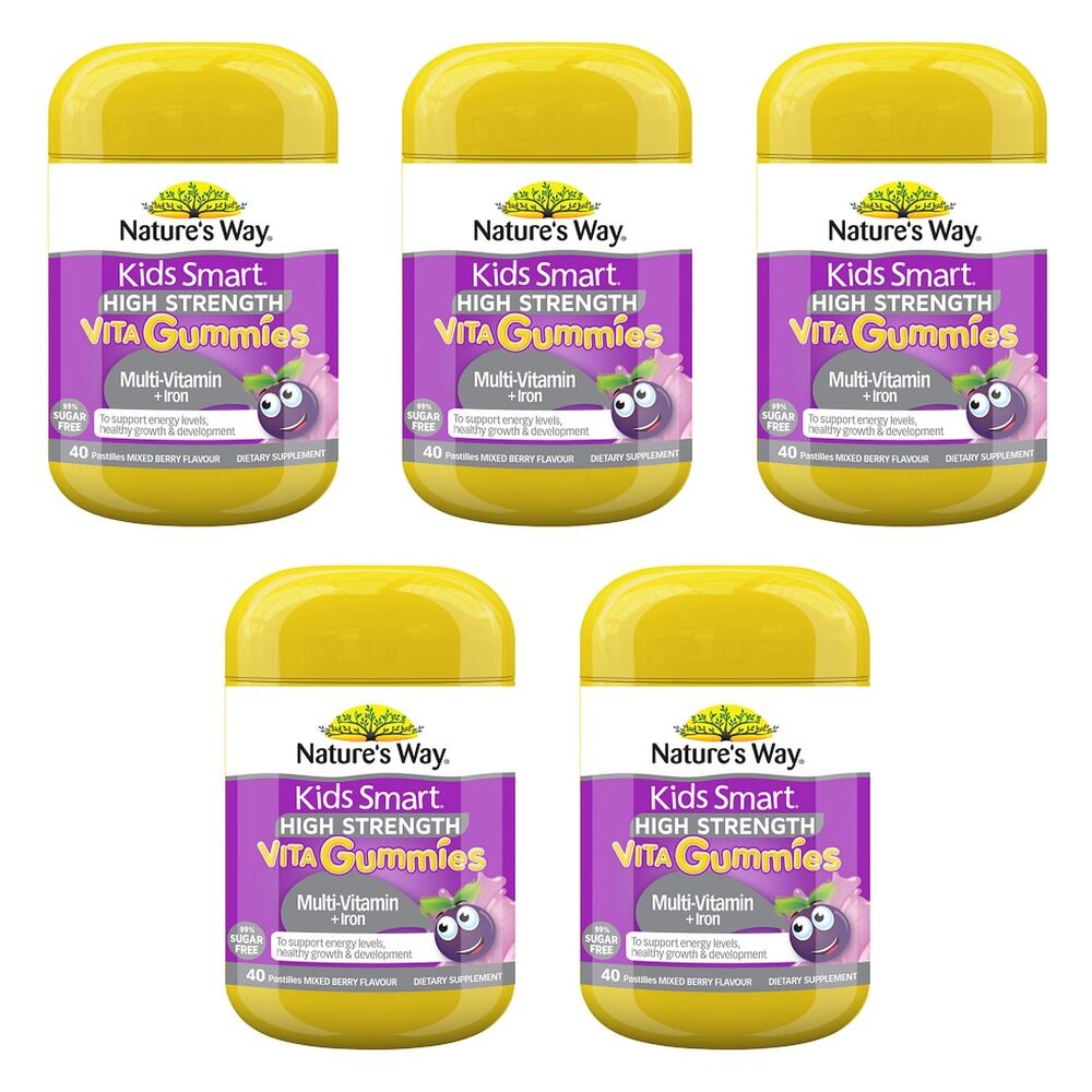 Nature's Way Kids Smart Vita Gummies Multi-Vitamin + Iron 40 Pastilles Pack of 5