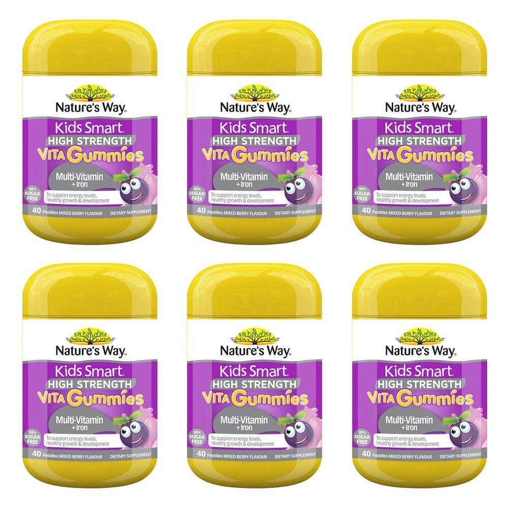 Nature's Way Kids Smart Vita Gummies Multi-Vitamin + Iron 40 Pastilles Pack of 6