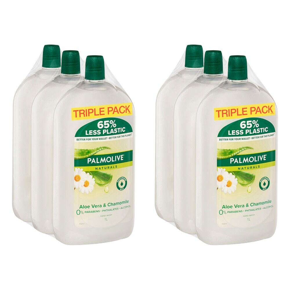 Palmolive Naturals Hand Wash Soap Aloe Vera & Chamomile 3 x 1L Pack of 2