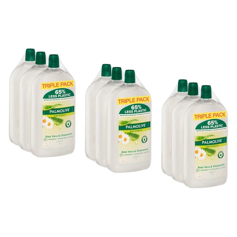 Palmolive Naturals Hand Wash Soap Aloe Vera & Chamomile 3 x 1L Pack of 3