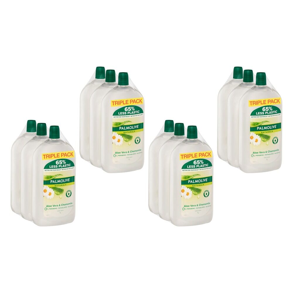 Palmolive Naturals Hand Wash Soap Aloe Vera & Chamomile 3 x 1L Pack of 4