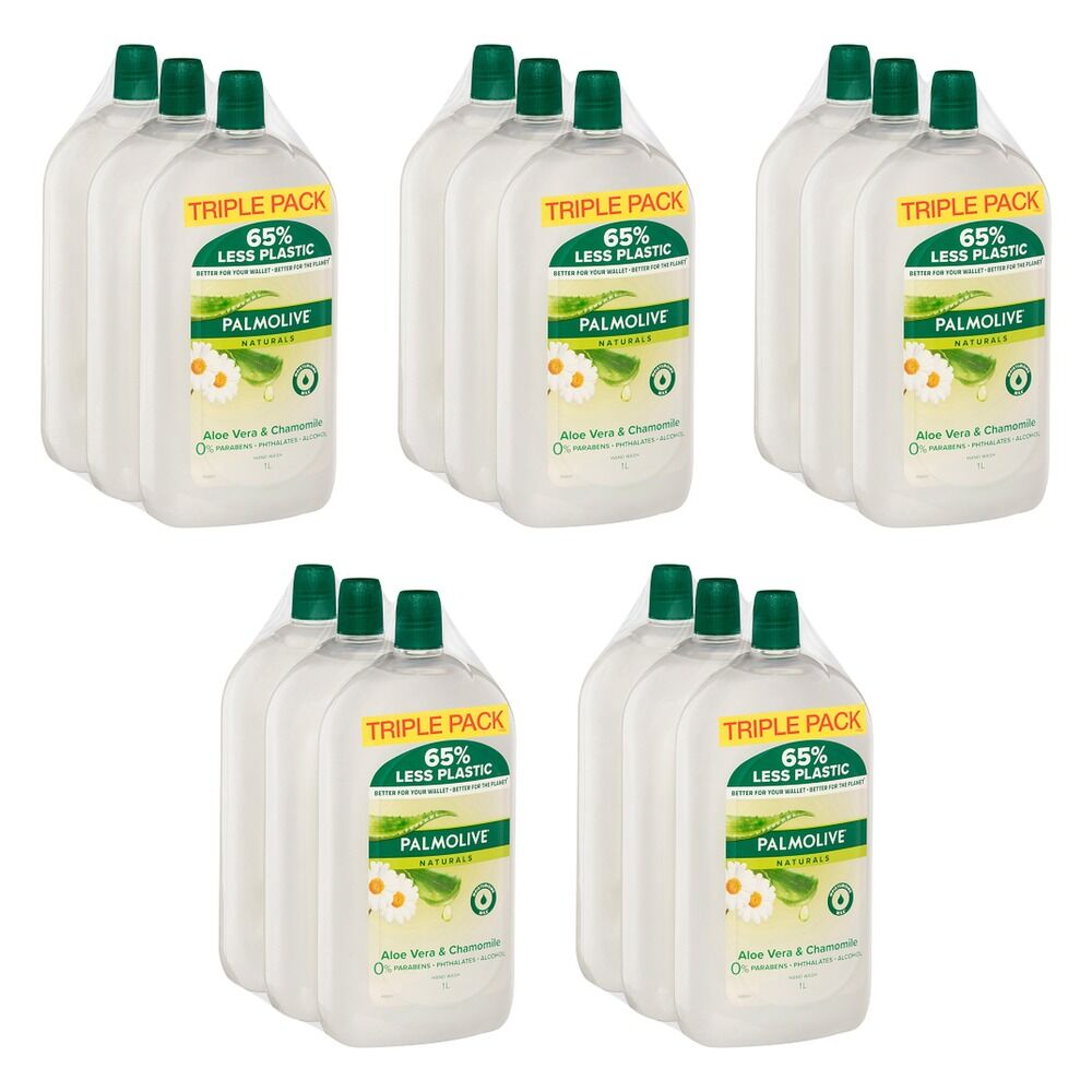 Palmolive Naturals Hand Wash Soap Aloe Vera & Chamomile 3 x 1L Pack of 5