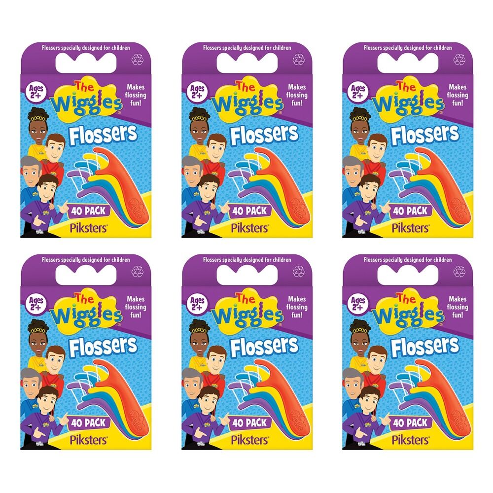 Piksters The Wiggles Flossers 40 Pack x 6 Bundle of 6