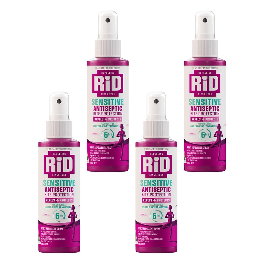RID Sensitive Antiseptic Bite Protection Spray 100mL Pack of 4