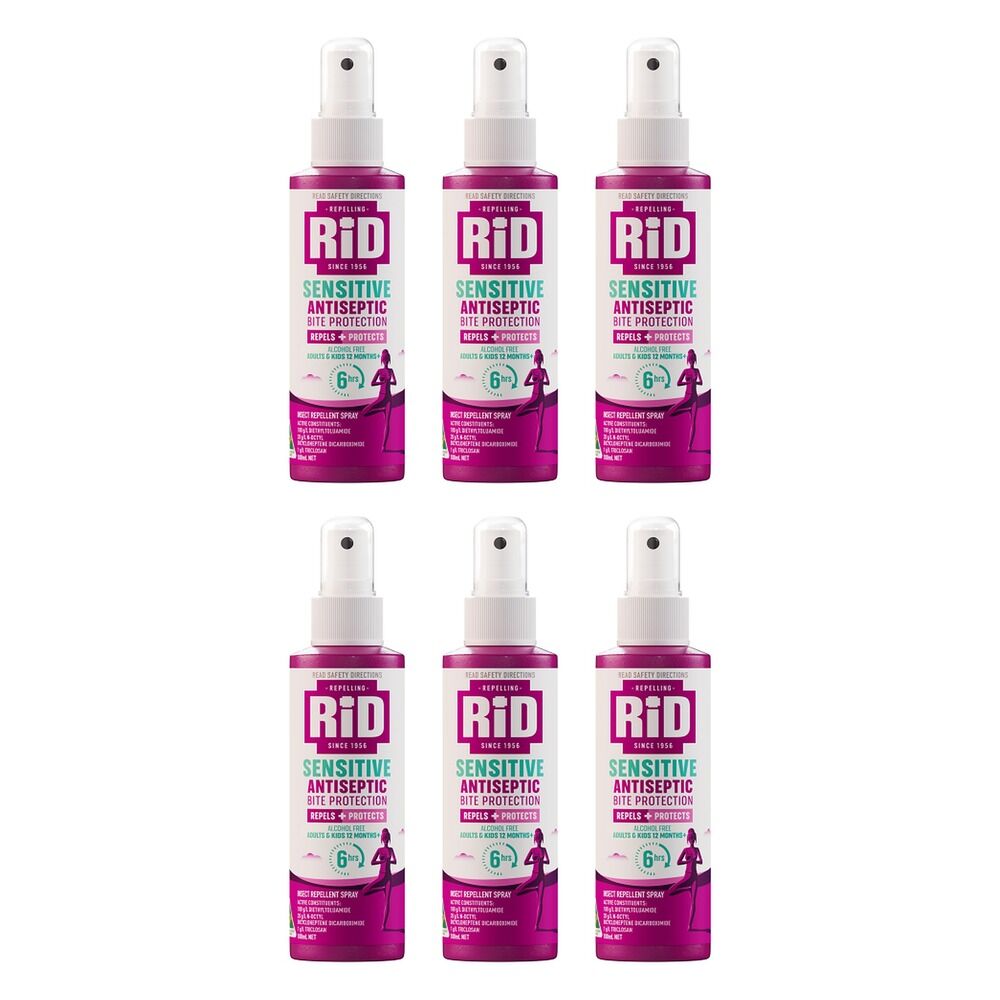 RID Sensitive Antiseptic Bite Protection Spray 100mL Pack of 6