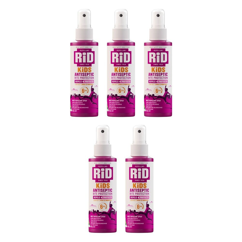 RID KiDS Antiseptic Bite Protection Spray 100mL Pack of 5