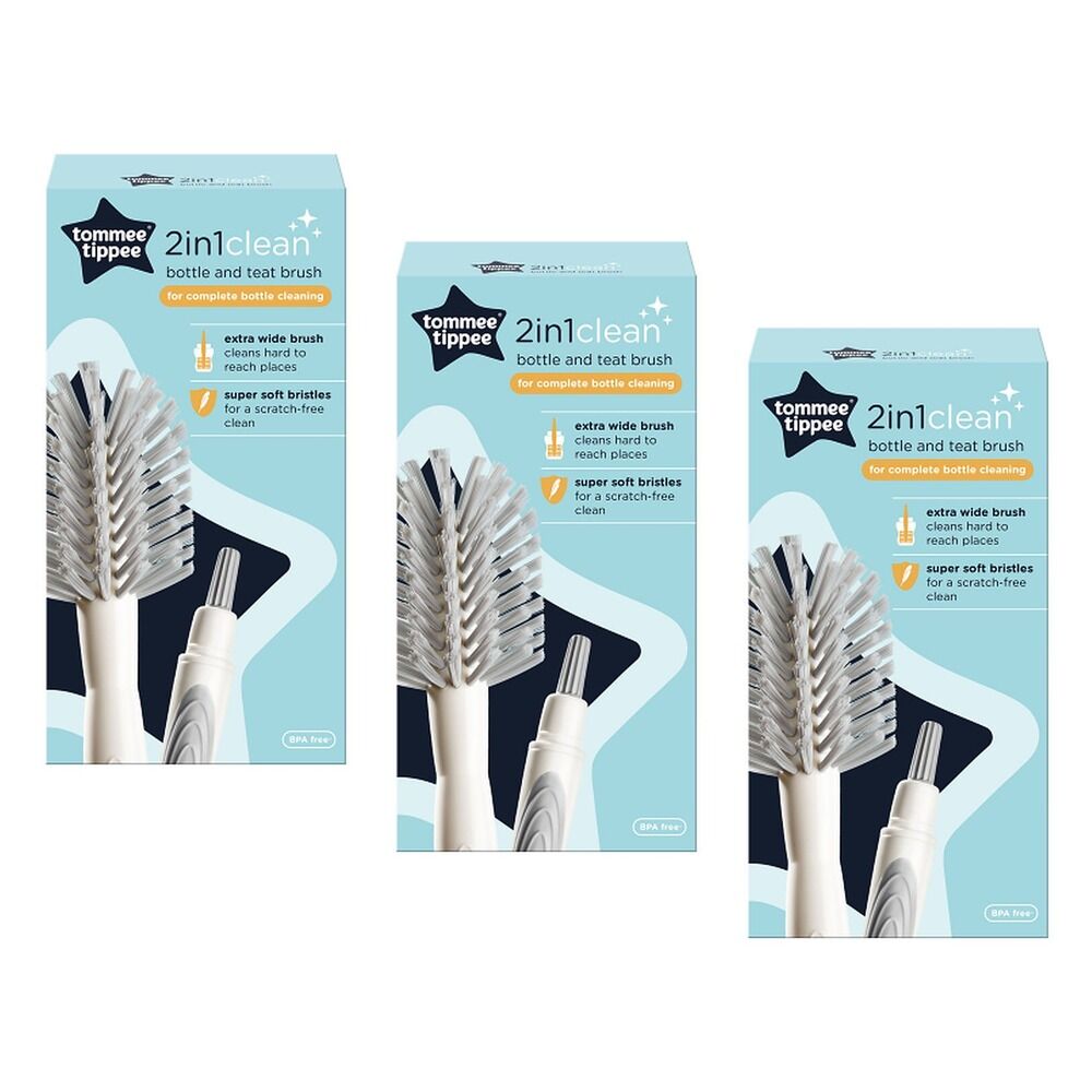 Tommee Tippee 2in1Clean Bottle and Teat Brush Pack of 3