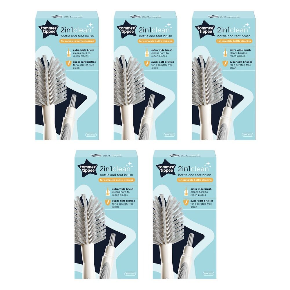 Tommee Tippee 2in1Clean Bottle and Teat Brush Pack of 5