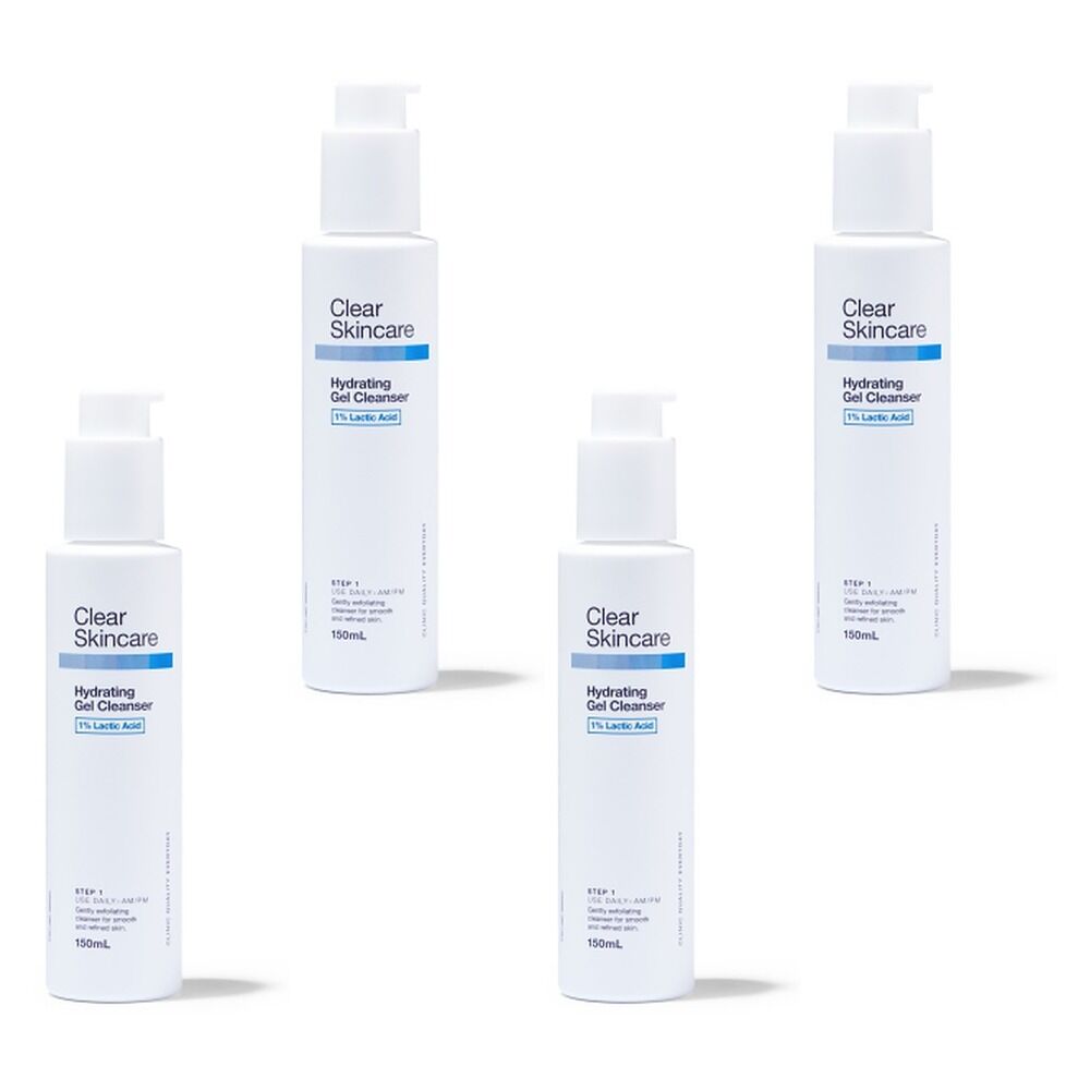 Clear Skincare Hydrating Gel Cleanser 1% Lactic Acid 150mL Pack of 4