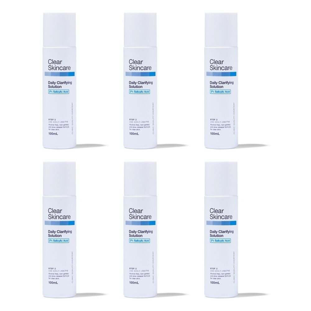 Clear Skincare Daily Clarifying Solution 2% Salicylic Acid 100mL Pack of 6