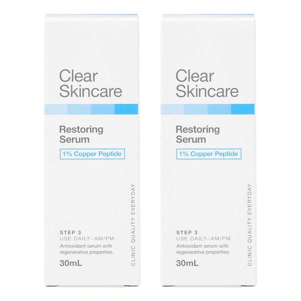 Clear Skincare Restoring Serum with 1% Copper Peptide 30mL Pack of 2