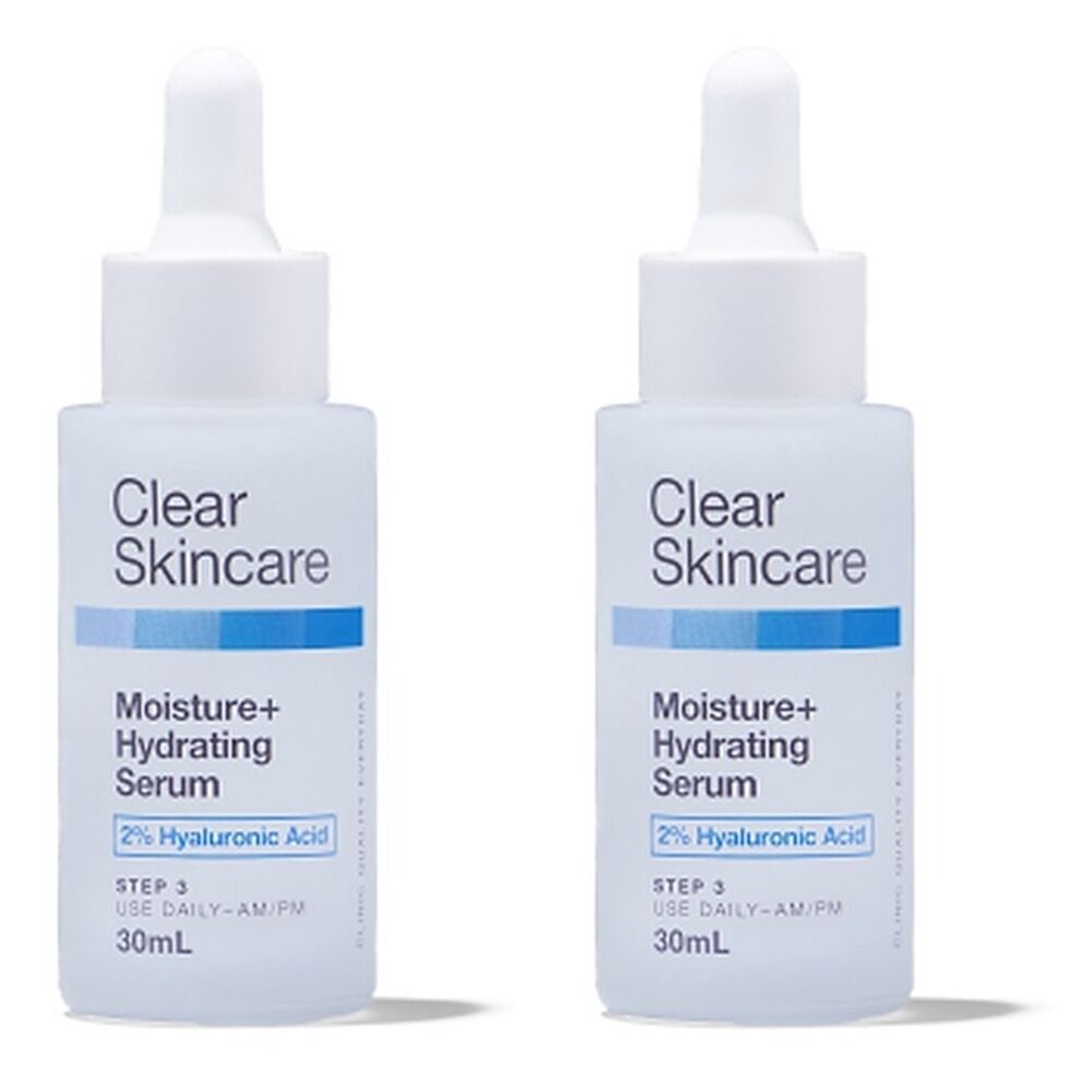 Clear Skincare Moisture+ Hydrating Serum with 2% Hyaluronic Acid 30mL Pack of 2