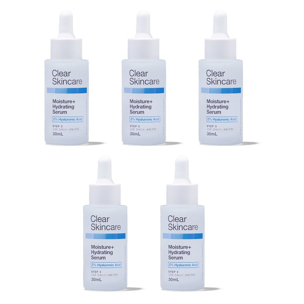 Clear Skincare Moisture+ Hydrating Serum with 2% Hyaluronic Acid 30mL Pack of 5