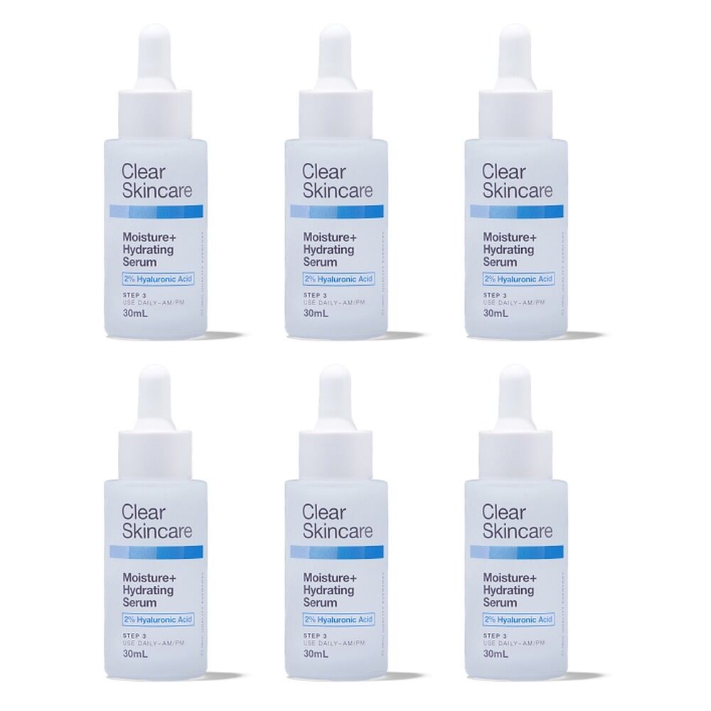 Clear Skincare Moisture+ Hydrating Serum with 2% Hyaluronic Acid 30mL Pack of 6