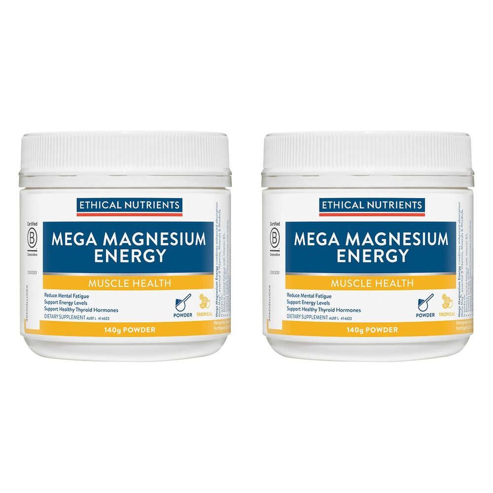 Ethical Nutrients Mega Magnesium Energy Tropical 140g Pack of 2