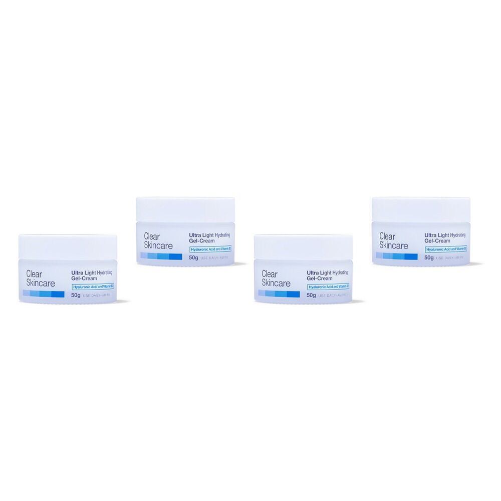 Clear Skincare Ultra Light Hydrating Gel-Cream with Vitamin B3 50g Pack of 4