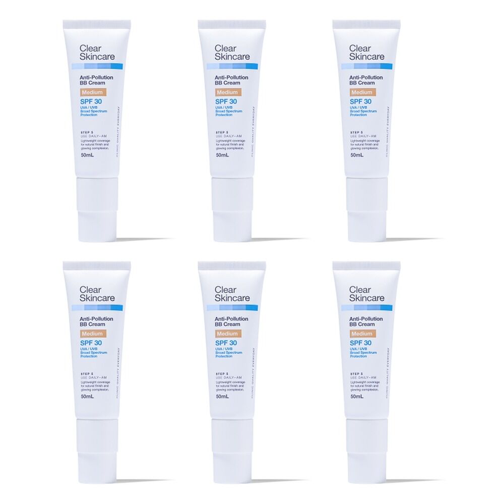 Clear Skincare Anti-Pollution BB Cream SPF30 Medium 50mL Pack of 6