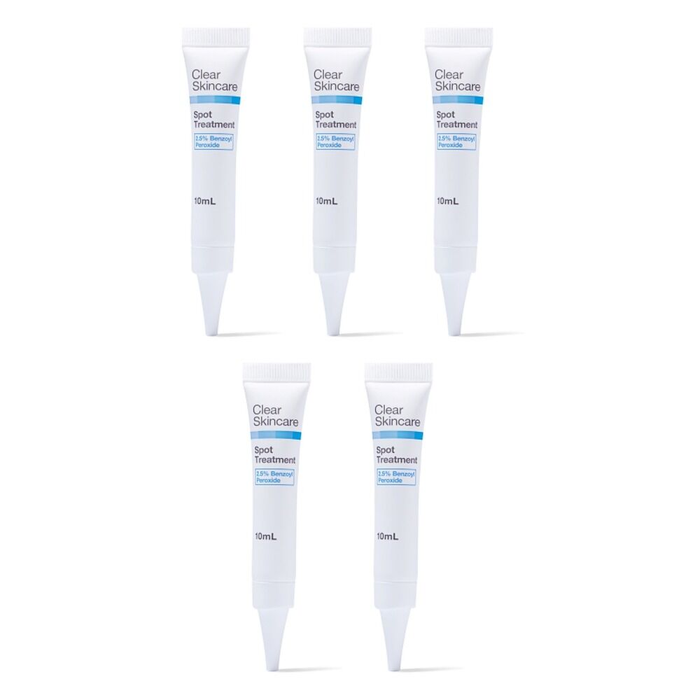 Clear Skincare Spot Treatment with 2% Benzoyl Peroxide 10mL Pack of 5