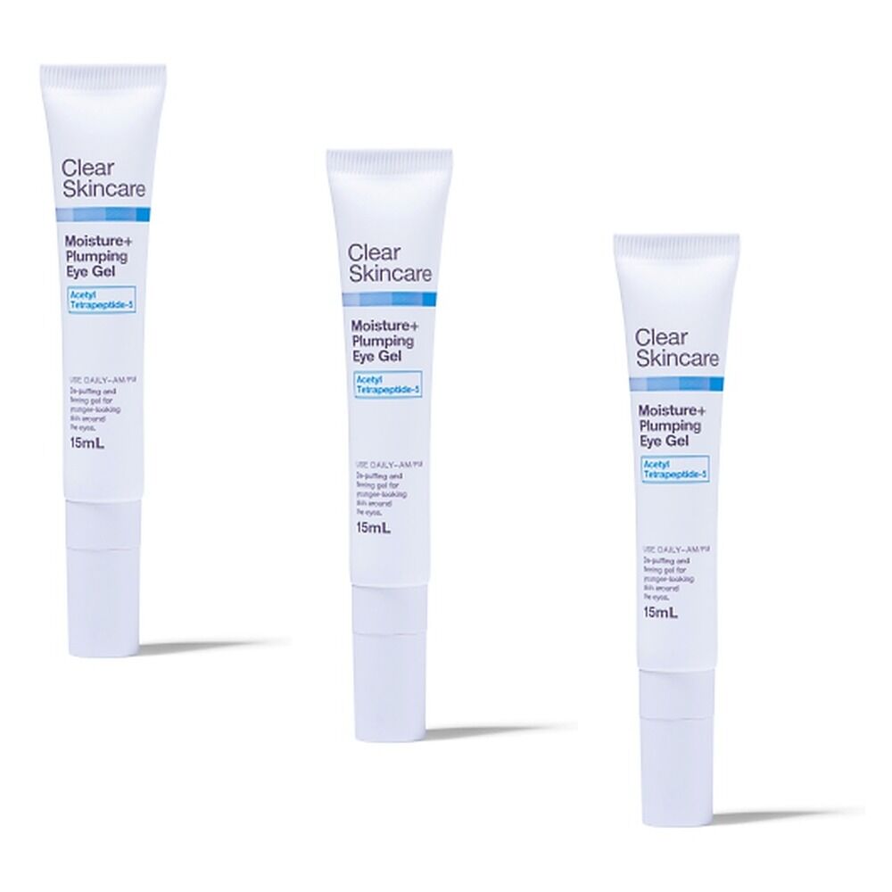 Clear Skincare Moisture+ Plumping Eye Gel with Acetyl Tetrapeptide-5 Pack of 3