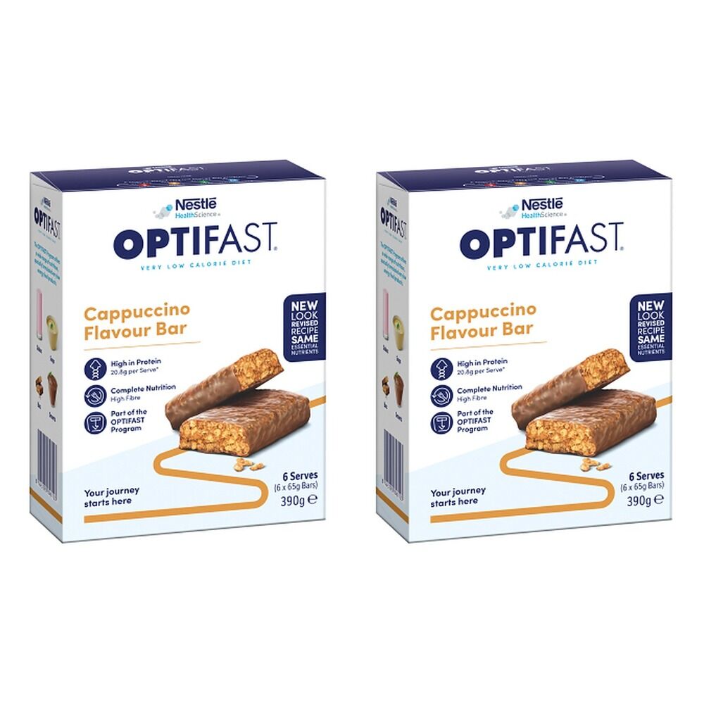 Optifast VLCD Cappuccino Flavour Bar 6 Pack Bundle of 2