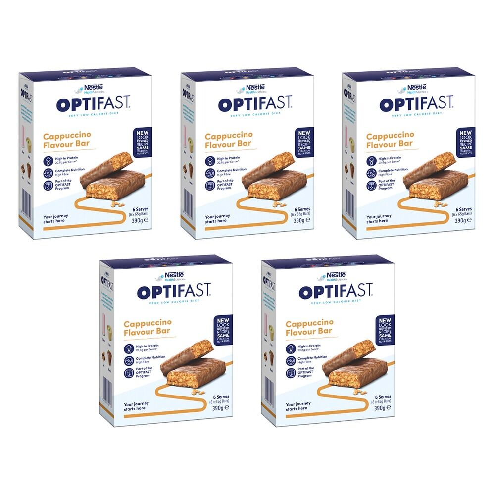 Optifast VLCD Cappuccino Flavour Bar 6 Pack Bundle of 5