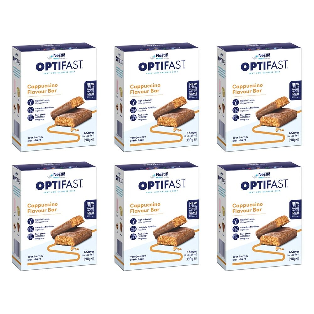Optifast VLCD Cappuccino Flavour Bar 6 Pack Bundle of 6