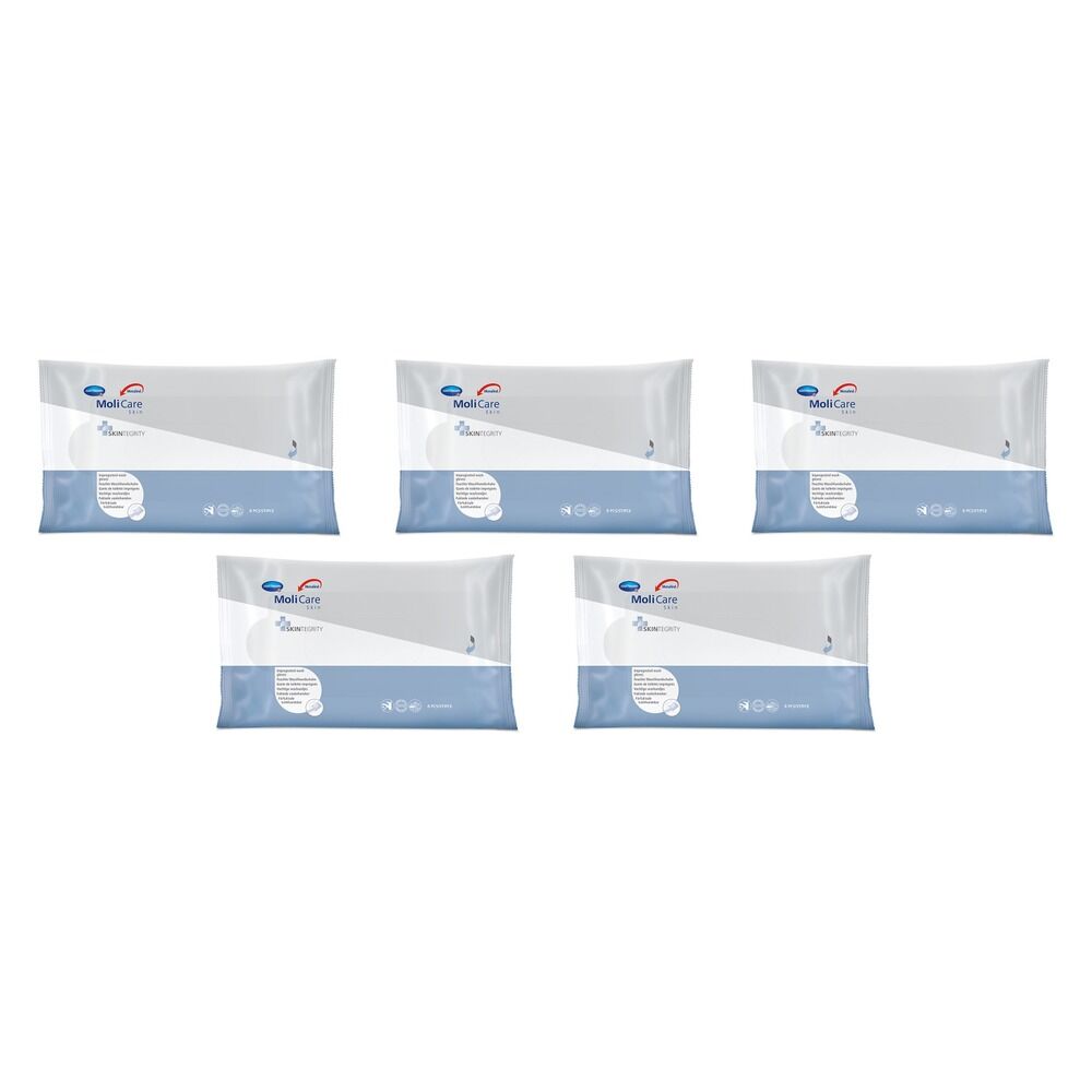 MoliCare Skin Wash Gloves 8 Pack Bundle of 5