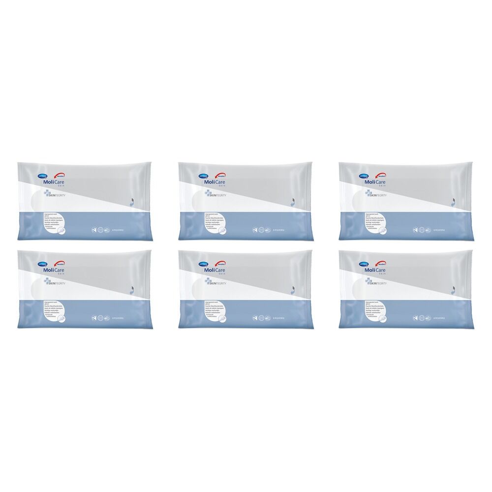 MoliCare Skin Wash Gloves 8 Pack Bundle of 6