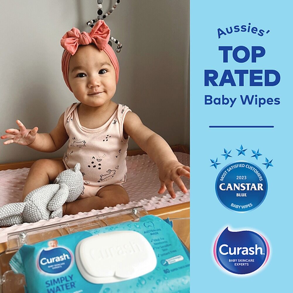 Curash Simply Water Baby Wipes 6 x 80 Pack
