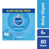 Curash Simply Water Baby Wipes 6 x 80 Pack