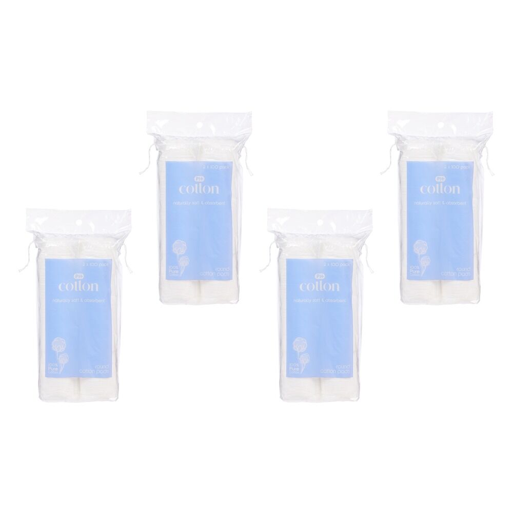 Pharmacy Health Round Cotton Pads 2 x 100 Pack x 6 Bundle of 4
