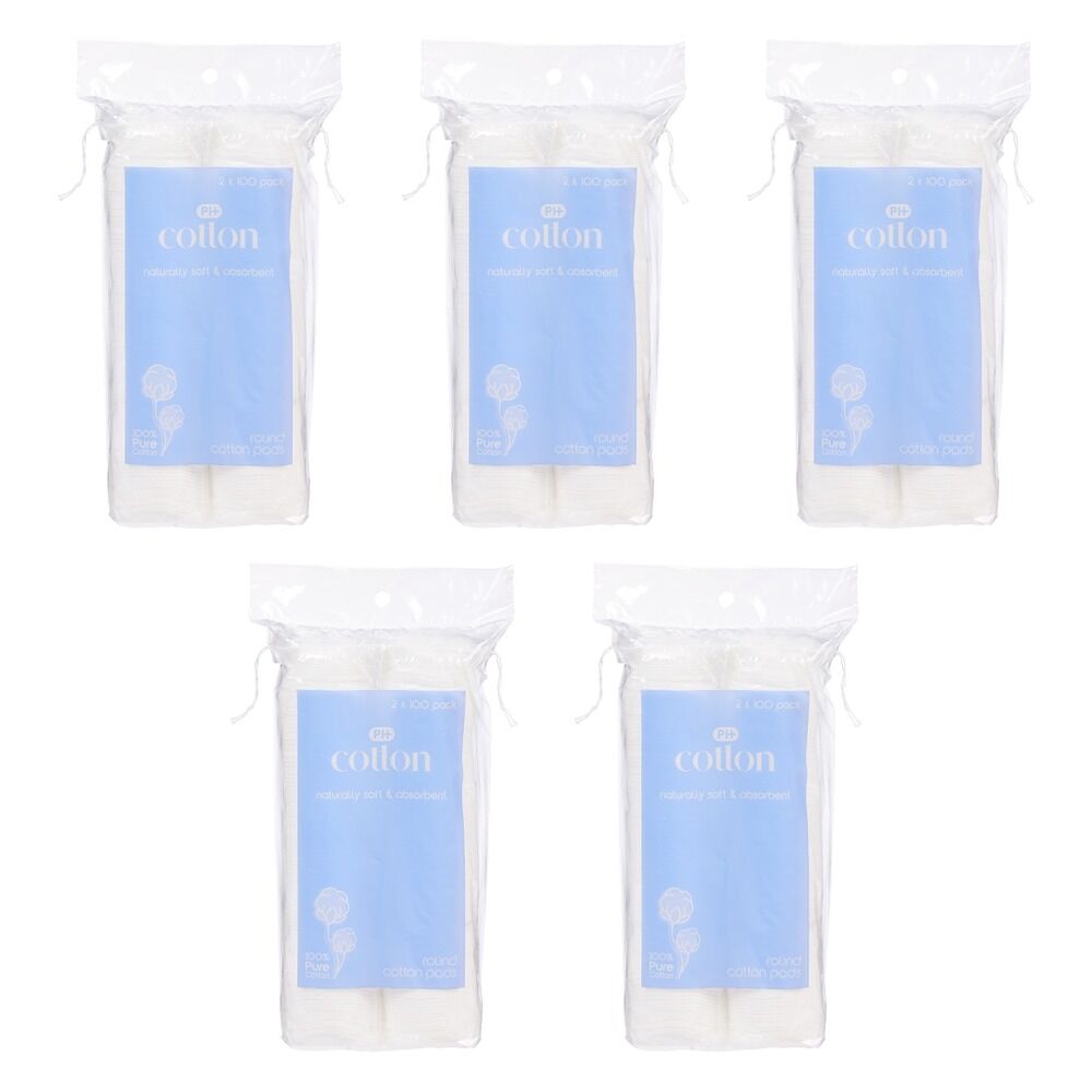 Pharmacy Health Round Cotton Pads 2 x 100 Pack x 6 Bundle of 5