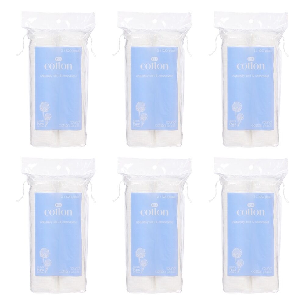 Pharmacy Health Round Cotton Pads 2 x 100 Pack x 6 Bundle of 6