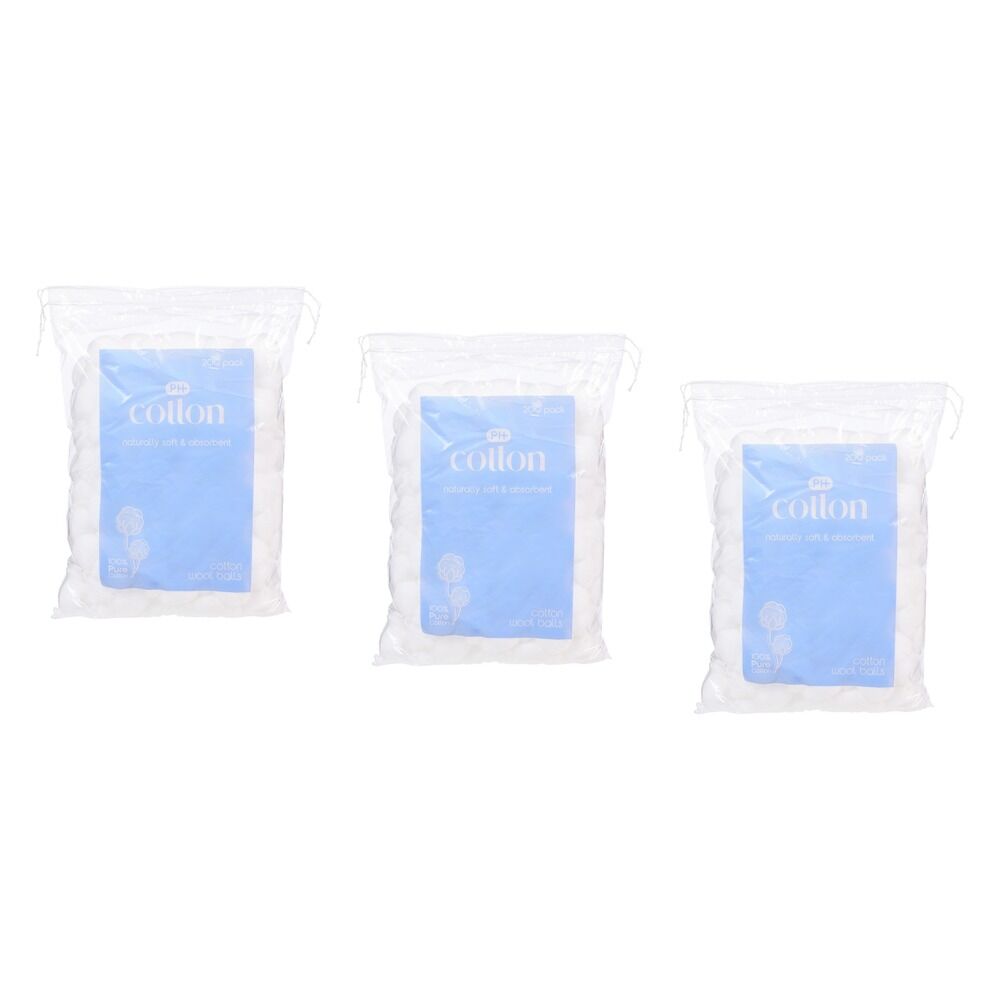 Pharmacy Health Cotton Balls 200 Pack x 6 Bundle of 3