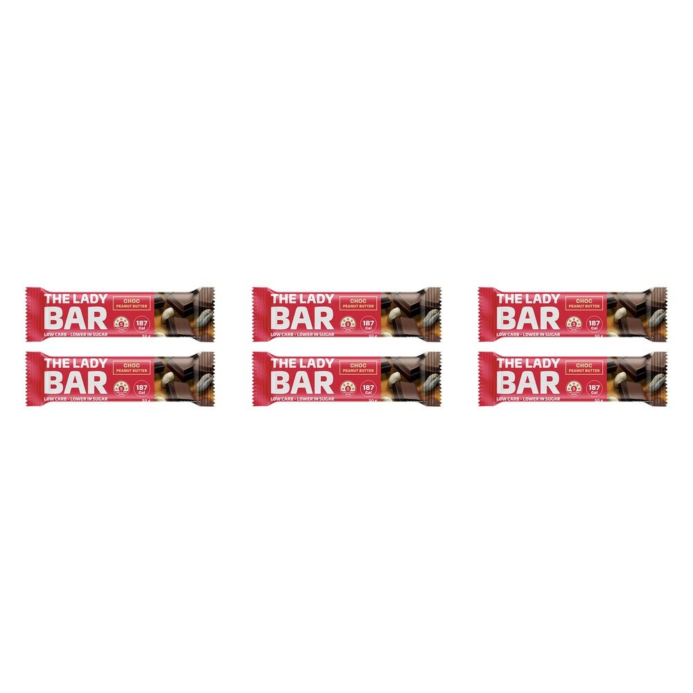 The Man Shake Lady Bar High Protein Choc Peanut Butter 50g x 10 Bundle of 6