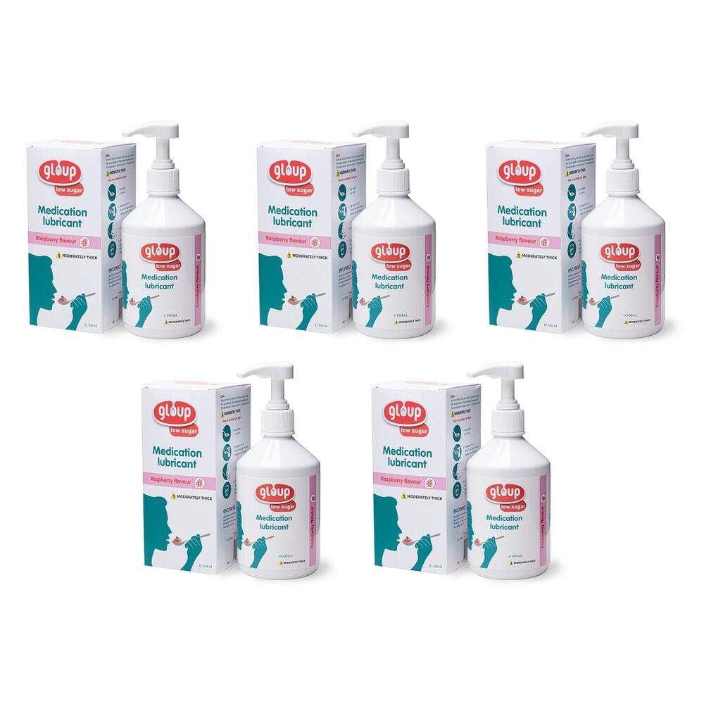 Gloup Medication Lubricant Raspberry Low Sugar Level 3 500mL Pack of 5
