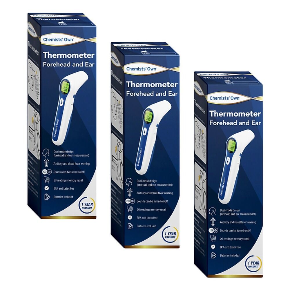 Chemists' Own Digital Infrared Forehead & Ear Thermometer Pack of 3