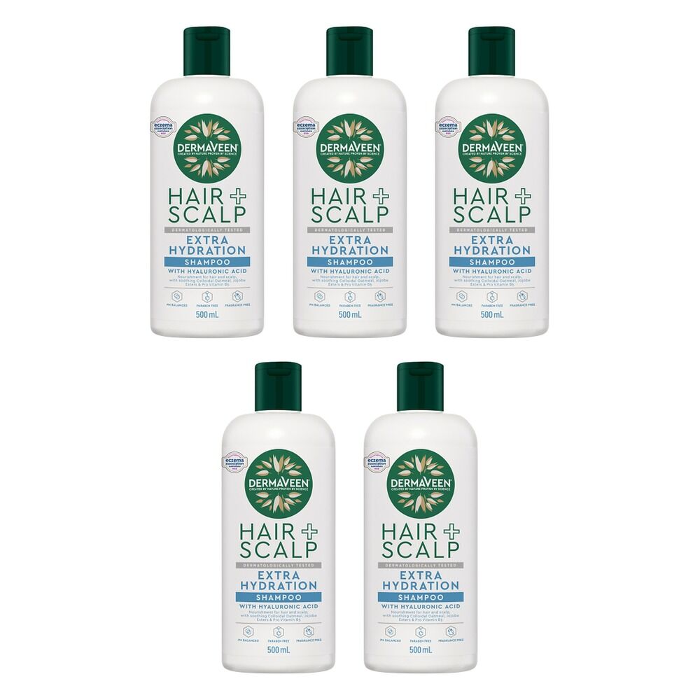DermaVeen Hair + Scalp Extra Hydration Shampoo 500mL Pack of 5