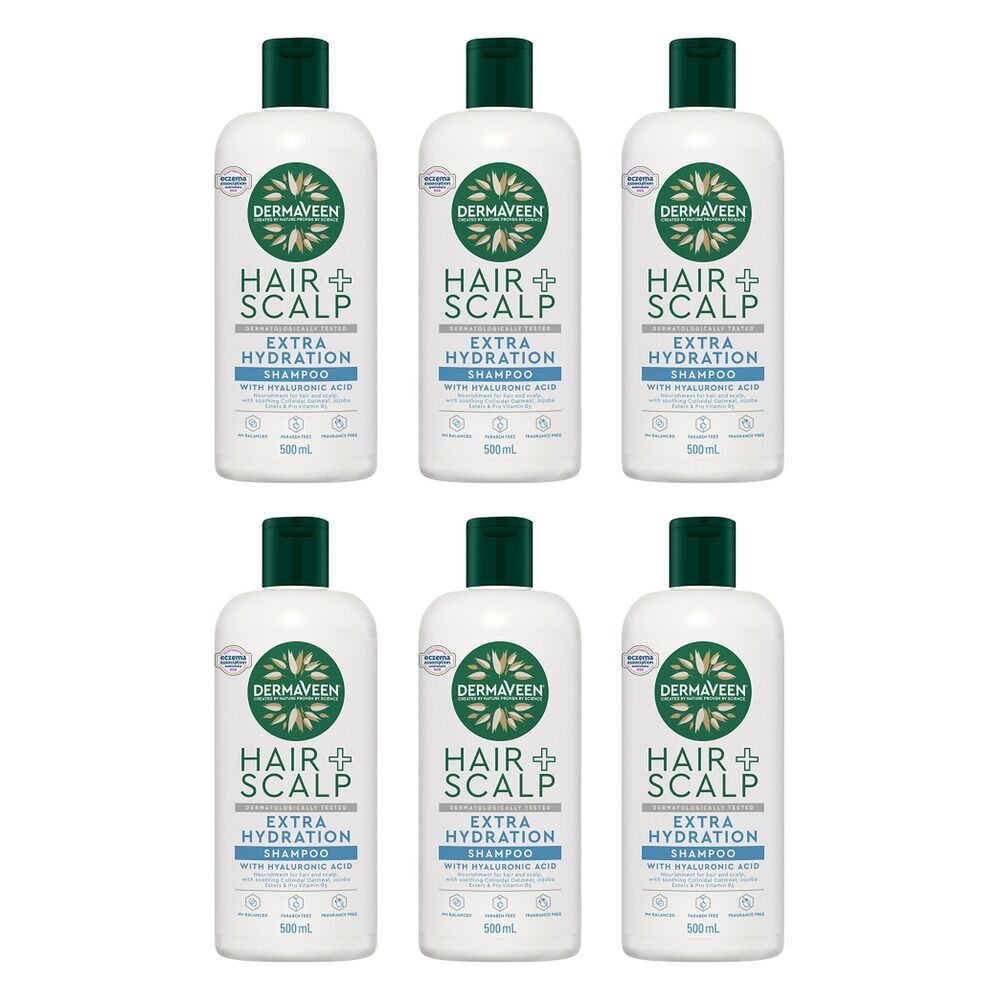 DermaVeen Hair + Scalp Extra Hydration Shampoo 500mL Pack of 6
